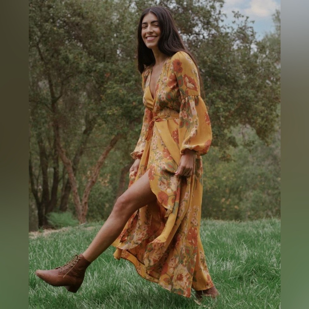 NWT Christy Dawn Bergen Dress in Mustard Floral (lined)